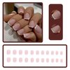 Lifextol French Tip Press on Nails Short Fake Nails Square Stick on Nails Press ons with Adhesive Tabs,24pc Pink Press on Nails French Nails Press on