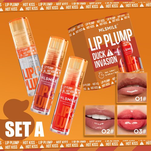 Biewals 3 Colors Duck Lip Plumper Gloss, Glitter Shine Primer Lip Tint Korean Clear Plumping Lip Gloss, High Pigment No Sticky Lip Gloss, Lip Plumper Gloss Make Lips Fuller(Set A)