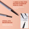 Waterproof Eyebrow Pencil,Ultra-Fine Mechanical Pencil with Spoolie Brush,Eyebrow Pencil Soft Textured,Easy to Color,Draws Tiny Brow Hairs and Fills in Sparse Areas,Create Natural Eye Brow,Black