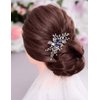 Aimimier Bridal Sapphire Crystal Hair Comb Pearl Blue Crystal Leaf Marquise Hair Piece Prom Party Festival Wedding Hair Accessories for Women and Girls (Gold)