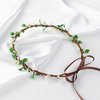 KorViSHOW Handmade White Flower Crown Fairy Wreath Women Girls Flower Headband for Bridal Weeding Headdress Fairy Green Leaf Headpiece Cosplay Photo Prop
