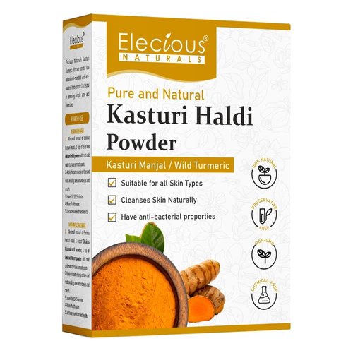 Elecious Kasturi Haldi Powder for Natural Finish Face Wild Turmeric Powder for Glowing Skin Kasturi Manjal for All Skin Types 100% Natural, Chemical-Free, Perseverative-Free (Brown) 3.5 Ounce