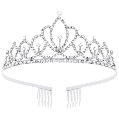 Tihebax Tiaras for Girls Princess Crowns for Girls Silver Princess Tiara Birthday Tiara Birthday Girl Crown, Coronas Para Niñas, Crystal Prom Tiara Pageant Crown for Holloween Costume, Prom, Party