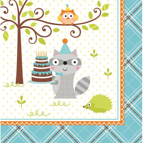 Creative Converting Blue Lunch Paper Napkins, 16 Ct, Happi Woodland Boy