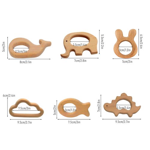 OSTTRPO 12-Pcs Baby Teether Toys,Wooden Teethers for Babies - Wooden Animal Toys, Teething Rings, Toddler Chew Toys，Baby Teething Rings and Wooden Teether Set-Suitable for Children Over 36 Months