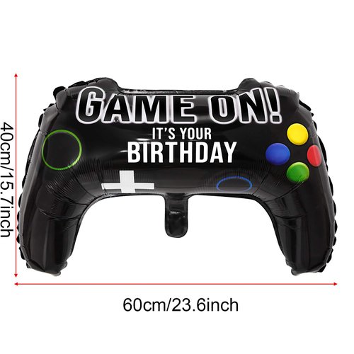 4 Packs Video Game Party Balloon Gamer Balloons 23.6 x 15.7 Inch Game on Balloons Video Game Controller Aluminum Foil Balloon for Gaming Birthday Party Decoration