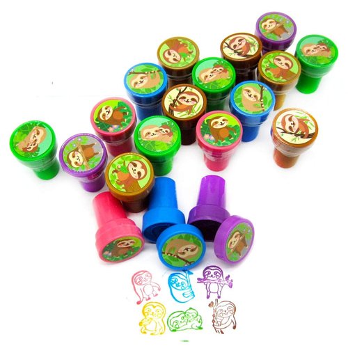 24 Pcs Sloths Stampers for Kids Sloth Birthday Party, Sloth Party Favors, Goody Bag Filler Treats, Classroom Rewards, Carnival Prizes Teacher Stamps