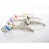 Generic Slim silver metal filigree flower butterfly banana hair claw clips with jewels Set B (Primary color: Pink)