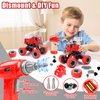 LUDILO 4PCS Fire Truck Toys for 3 4 5 Year Old Boy Birthday Gifts DIY Assembly Take Apart Firetruck with Electric Drill Stem Building Toys Xmas Bday Gifts 3 4 5 6 Year Old Boys Girls Kids Toddler Toys