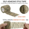 BOROLA Self-Adhesive Protective Camouflage Tape Cling Scope Wrap Camo Stretch Bandage for Camping,Flashlights,Bicycle,Range Finder Camera etc.（6Pcs, Woodland Camo