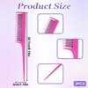 TIESOME 3 PCS Professional Teasing Comb, 8.15 Inches Triple Teasing Comb Tease Comb with Rat Tail for Root Teasing Hair Styling Back Comb for Hair Volume and Sectioning(Black Rose-Red Purple)