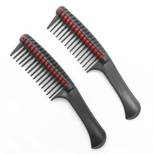2 Pack Hair Combs,Detangling Comb with Roller,Wide Tooth Comb,Anti Splicing Brush Combs,Professional for Salons,Hairdressing,Barber,DIY,Home Hair Dyeing and Hair Care (Black and red)