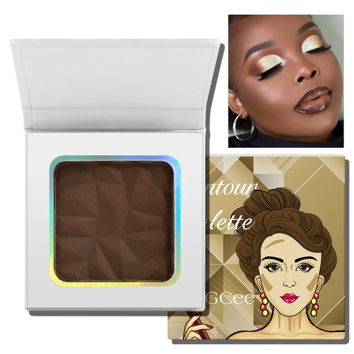 Dark Bronzer Contour Powder Makeup Palette, Contour Pallet for Black Women, Matte Bronzing Contouring Palettes,Smooth Highly Pigmented Powder, Deep Tan