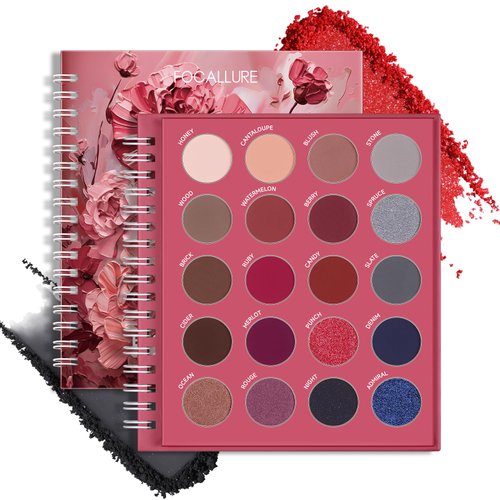 FOCALLURE BLOOMING FLOWERS SERIES Eyeshadow Palette, 20 Colors Eye Shadow Pallete, Highly Pigmented Shimmer & Matte Shades, Blendable, Long Lasting, Cosmetics Gift Kit, RD01