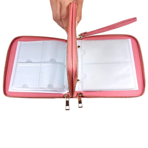 Finger Angel Nail Art Stamping Plate Orangizer Double Zipper Nail Plate Cases 192 Slots Nail Stencil Holder Pink Color Nail Template Collection
