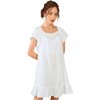 Nanxson Womens' Cotton Nightgown Short Sleeve Sleepwear Vintage Victorian Nightshirt Lounge Dress (Small, White)