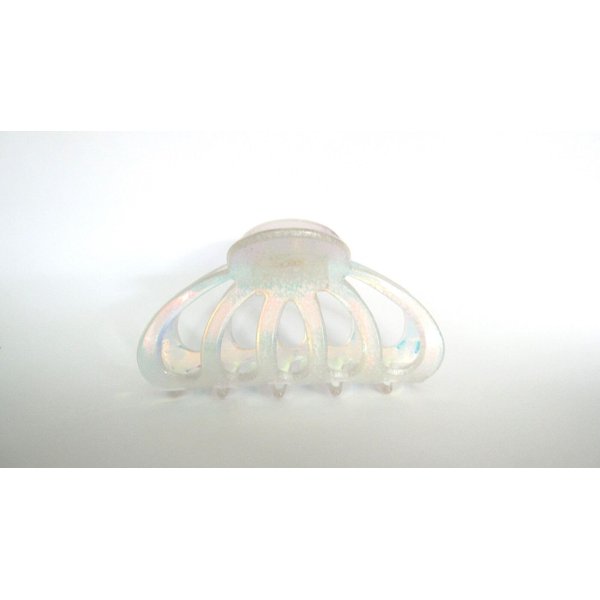 Generic Medium clear frosted white spotted Iridescent hair claw clip
