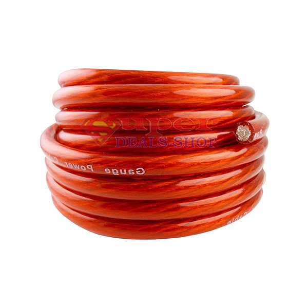 Ultra Flexible Red Oxygen Free 4 Gauge AWG Power Ground Stranded Wire Cable Car Audio Copper Clad Sold by The Foot Super-Deals-Shop