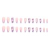 Purple Press on Nails Medium Coffin Fake Nails Butterfly False Nails with Glitter Rhinestone Design Stick on Nails Glossy Acrylic Glue on Nails Artificial Nails for Women Girls Manicure 24PCS