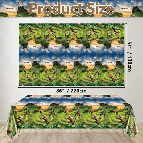 Hegbolke 4Pcs Dinosaur Tablecloths - 86.6"x51.2" Rectangular Dinosaur Table Decorations Dino Table Cloth for Kids Boy Dinosaur Birthday Party Supplies