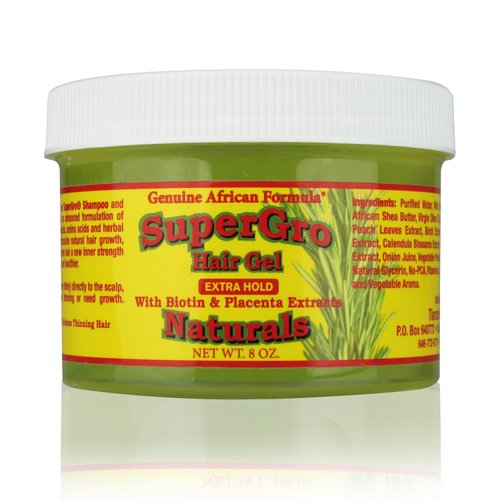 SuperGro Extra Hold Loc & Twist Gel for Natural Hair Styling – Ideal for Braiding, Retwisting Locs, and Edge Control – With Shea Butter, Biotin & Black Castor Oil – 8 oz