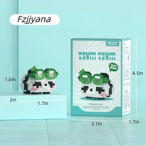 Fzjjyana Cute Panda Building Blocks (Set of 4) Panda Mini Building Block Sets are All Individually Packaged Adult Building Block Toys Children's Panda Gifts
