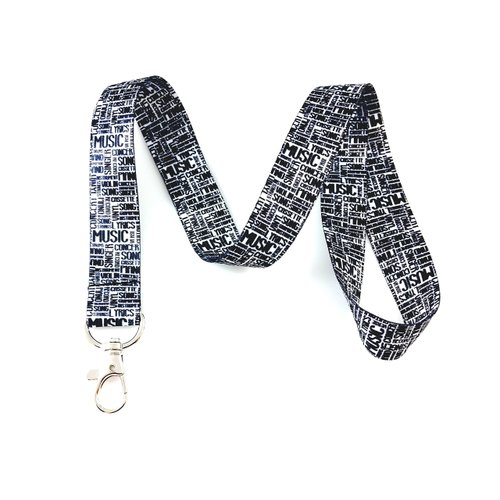 Music Themed Lanyard Key Chain Id Badge Holder (Word Collage)