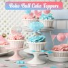 Acmee 115 PCS Ball Cake Toppers - Mini Balloon Cake Decorations Foam Ball Cupcake Picks DIY cake Insert Toppers for Gender Reveal Baby Shower Birthday Party- Blue Pink