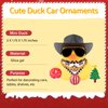 wonuu Car Dashboard Christmas Decorations Rubber Ducks, Christmas Eve Rubber Ducky for Car Ornament Cute Duck with Accessories, Cowboy Hat, Glasses, Necklace (Black)
