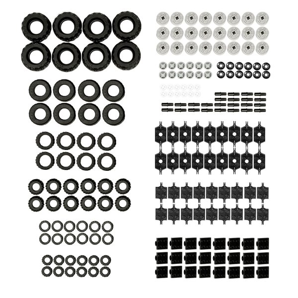 Barcaloo 144 Piece Wheels and Axles Sets, Building Bricks Car Parts and Pieces Kit - Car Building Set with Wheels, Axles & Windshields