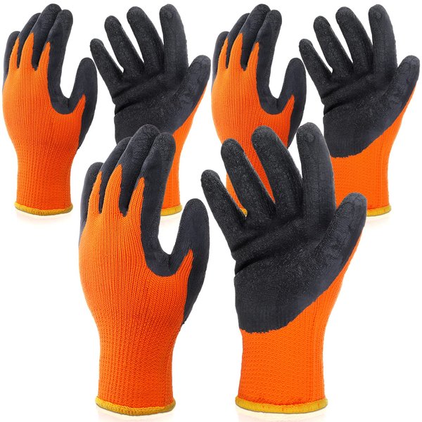 Syhood Heat Resistant Gloves, 3 Pairs, Orange and Black, Polyester Material, 6 Count, Unisex