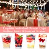 TOFLEN 50 Pack 5 oz Mini Dessert Cups with Lids and Spoons, Square Clear Plastic Dessert Shooters Party Serving Tumbler Cups for Parfait Appetizers & Dessert Shot Glasses (Flat)