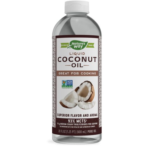 Nature's Way Premium Liquid Coconut Oil, 93% MCTs, Cold Pressed, 20 Fl. Oz