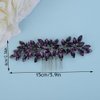 Teyglen Crystal Bride Wedding Hair Comb Bridal Purple Rhinestone Hair Side Comb Hair Accessories for Bride Simple Purple Crystal Hair Piece Sparkly Headpiece for Women Girls