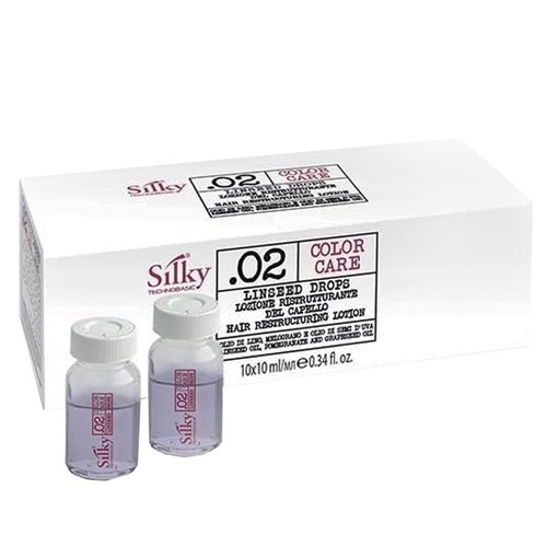 SILKY Technobasic .02 Color Care Linseed Drops with Flaxseed Oil - Nourishing Hair Treatment for Dry, Damaged, & Color-Treated Hair - Organic Hair Mask for All Hair Types - 10 Ampule (10ml Each)