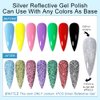 SUPWEE 10ml Reflective Glitter Gel Nail Polish Sparkling Diamond Nail Polish Gel Silver Nail Polish Soak Off UV Gel