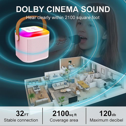 Uluck Mini Karaoke Machine for Kids,Portable Bluetooth Speaker with 1 Wireless Karaoke Microphone,Music Toys Christmas Birthday Gifts for Kids & Adults (Pink-1)