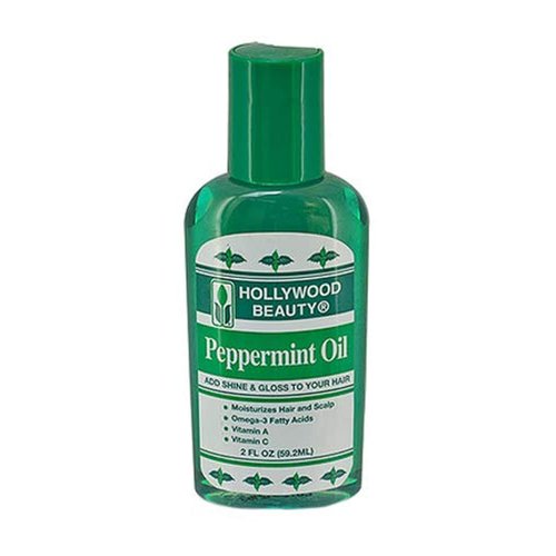 Hollywood Beauty Peppermint Hair Oil, 2 oz - Conditions Hair & Skin, Natural Treatment for Dry Itchy Scalp, Moisturizes with Omega-3, Vitamin A & C