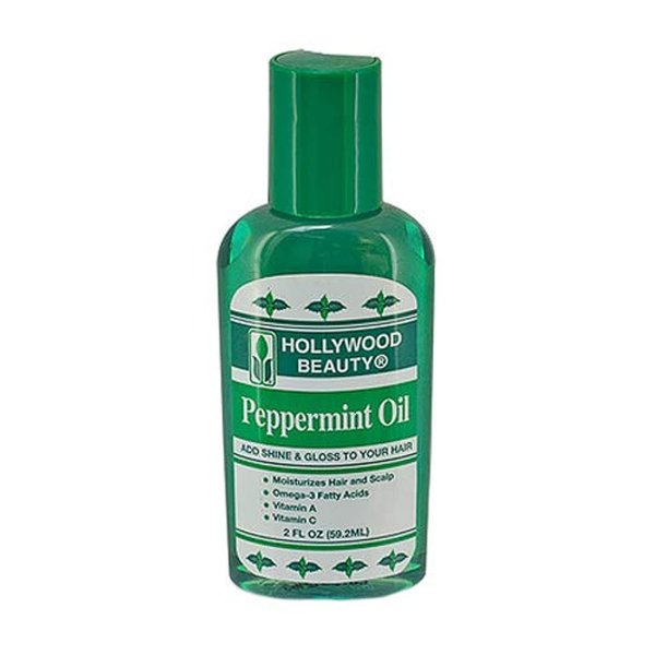 Hollywood Beauty Peppermint Hair Oil, 2 oz - Conditions Hair & Skin, Natural Treatment for Dry Itchy Scalp, Moisturizes with Omega-3, Vitamin A & C