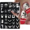 6Pcs Nail Art Stamping Templates Set with French Line Flowers Leaves Smiley Heart Design Art Stamping Kits DIY Printing Tools Fashion Art Decoration for Women and Girls