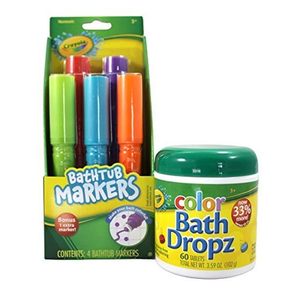 Crayola Bathtub Markers and Crayola Color Bath Drops, 60 tablets - Bring Creative Fun to Bath Time - Non-toxic Bath Markers & Color Changing Bath Fizzies