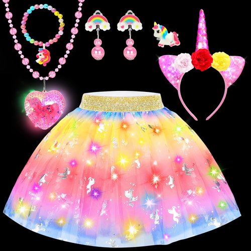 YAOOBEY Princess Dress up Clothes for Girls 4-6,Light Up Tulle Dress Toddler Princess Toys for 3 4 Year Old Girls Christmas Birthday Gift