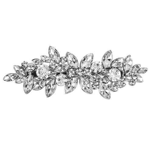 Vintage Hair Barrettes,Sparkly Glitter Crystal Rhinestones Flower Hair Clips French Style Hairpin Pearl Hair Accessories for Women Girls (White)