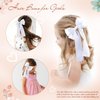 NCMAMA 2Pcs Hair Bows for Girls Hair Clip White Silk Hair Bow Ribbon Hair Accessories for Women Toddlers Infant Teens Kids(White)