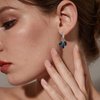 Aneneiceera Boho Sapphire Tassel Earrings Blue Crystal Heart Earrings Gold Cz Bar Stud Earrings Blue Cz Heart Drop Earrings Blue Rhinestone Earrings Jewelry for Women