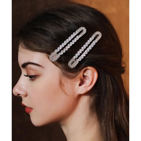 Xerling 2Pcs Sparkly Zircon Crystal Hair Barrettes Women Wedding Rhinestone Hair Styling Pins Silver Hair Clips Hairpins Decorative Hair Jewelry for Girls