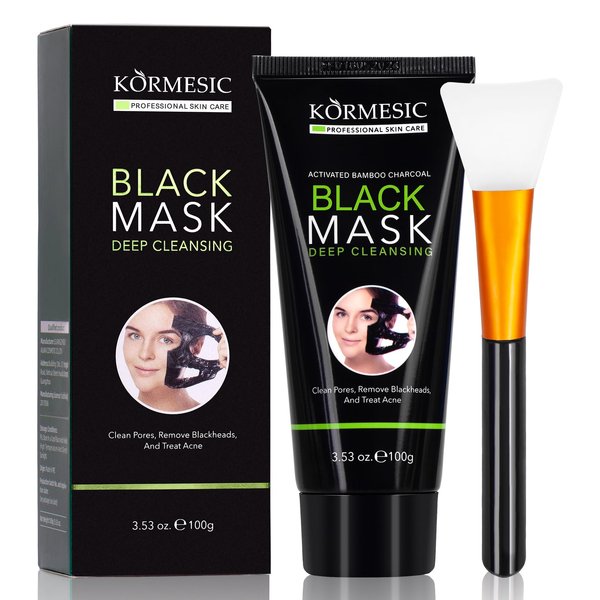 Blackhead Remover Mask, Charcoal Peel Off Face Mask, Blackhead Face Mask, Blackhead Peel Off Mask with Brush for Pore Cleansing and Blackhead Removal, Facial Skin Care for Men & Women, 100g