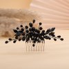 Rumtock Black Rhinestones Beads Black Hair Comb Side Headpiece for Wedding Brides Women Girls Handmade Hair Accessories (Black)