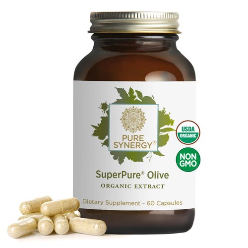 PURE SYNERGY SuperPure Olive Extract | Olive Leaf Extract Capsules | Organic Olive Leaf Supplement with Olive Oil Polyphenols | for Heart, Brain, and Immune Health (60 Capsules)