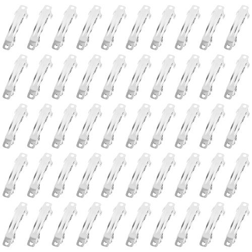 Framendino, 50 Pack French Barrette Metal Rectangle Hair Clips Iron Alligator for DIY Clip Craft Bows Silver 40mm